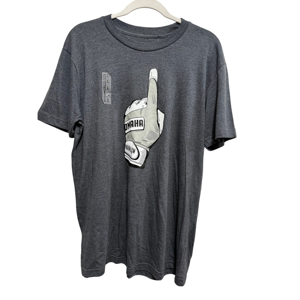 Baseballism Omaha Number One Mens Heather‎ Charcoal Graphic T-Shirt Large NWT